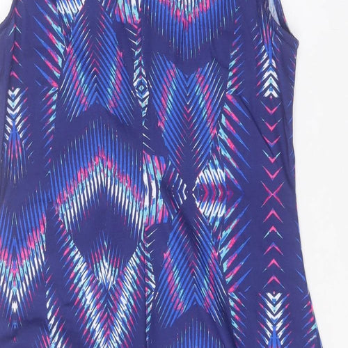 Kaliedoscope Womens Purple Geometric Polyester A-Line Size 14 Square Neck Tie