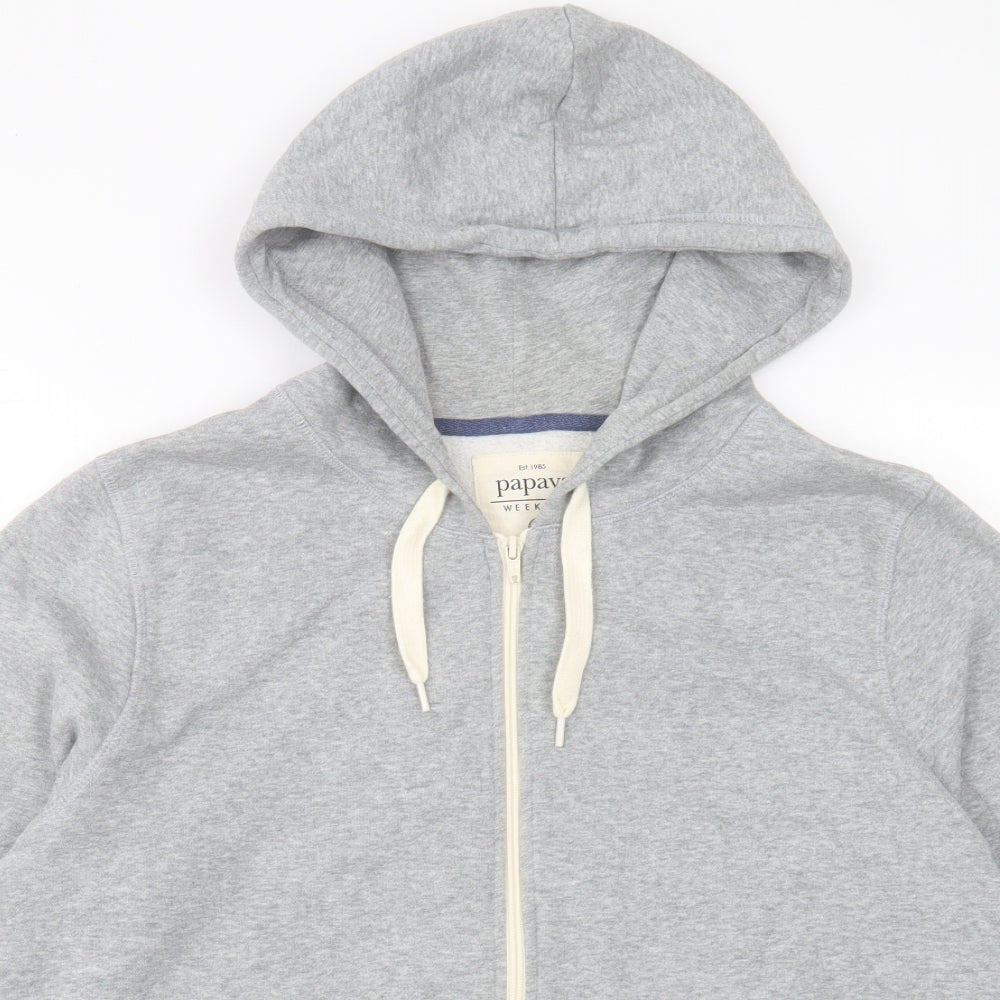 Papaya Womens Grey Cotton Full Zip Hoodie Size 16 Zip