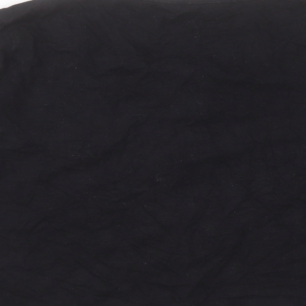 Very Womens Black Cotton Basic T-Shirt Size 14 Henley