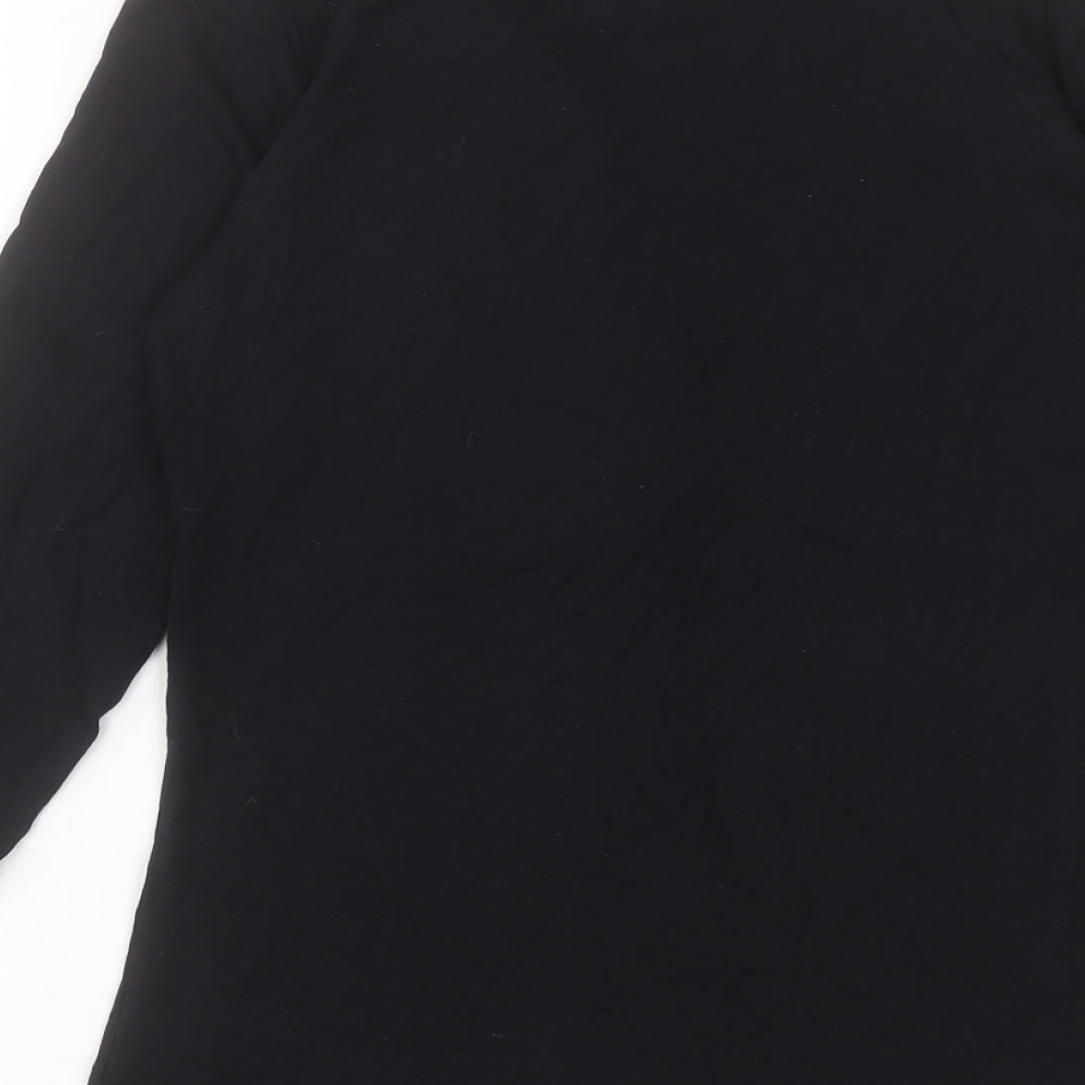 Marks and Spencer Womens Black Viscose Basic T-Shirt Size 14 V-Neck