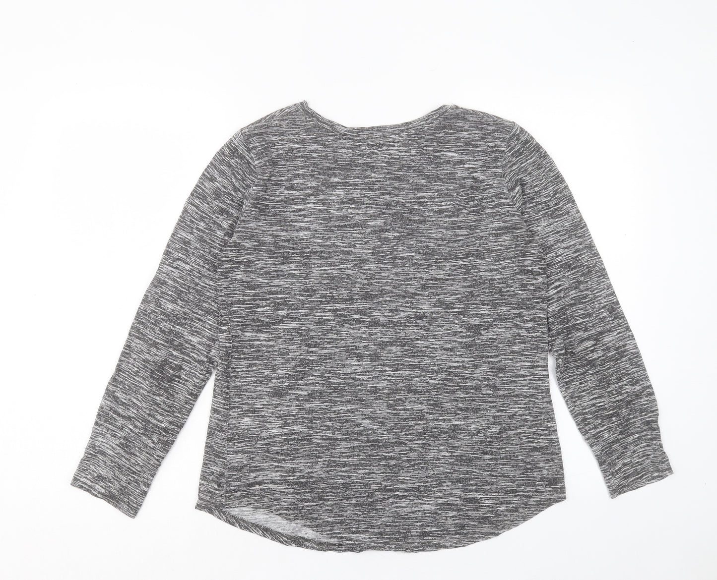 Papaya Womens Grey Viscose Basic T-Shirt Size 12 V-Neck