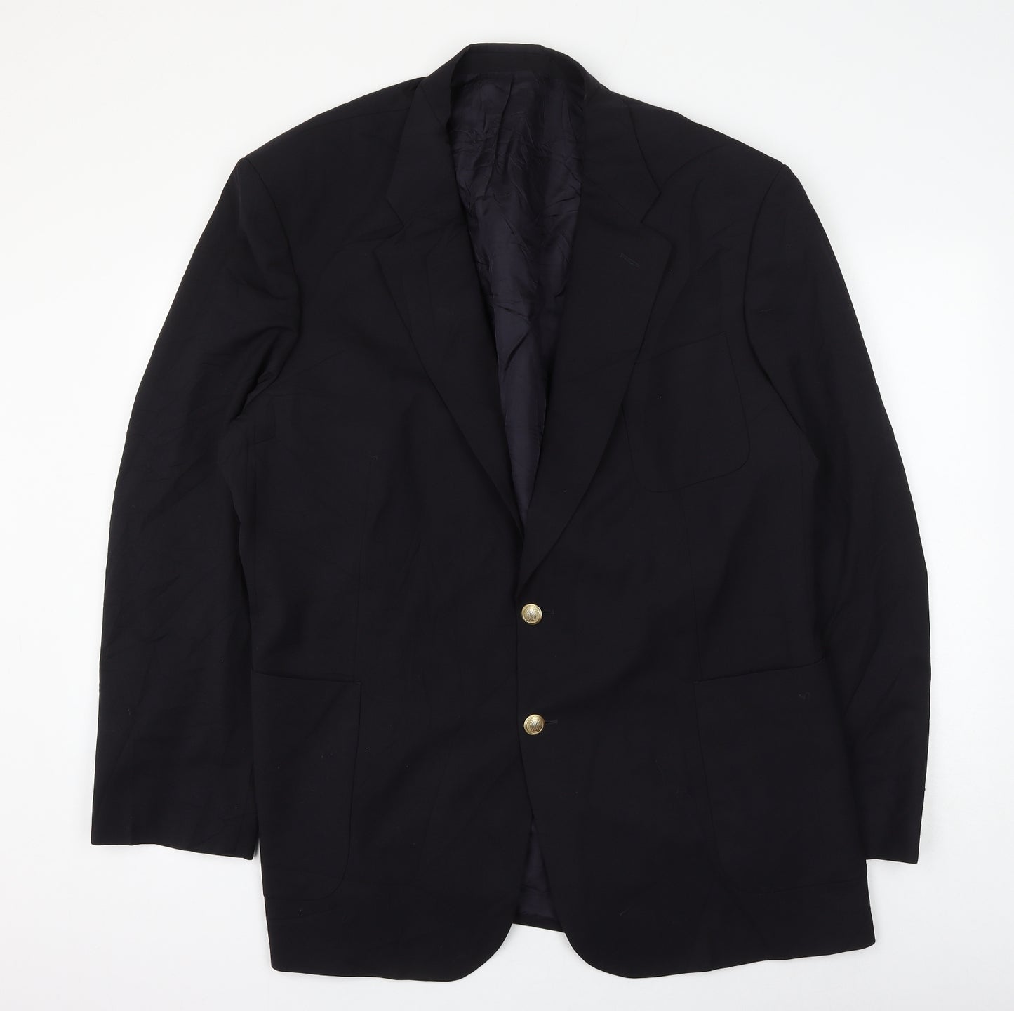 Preworn Mens Black Polyester Jacket Suit Jacket Size 46
