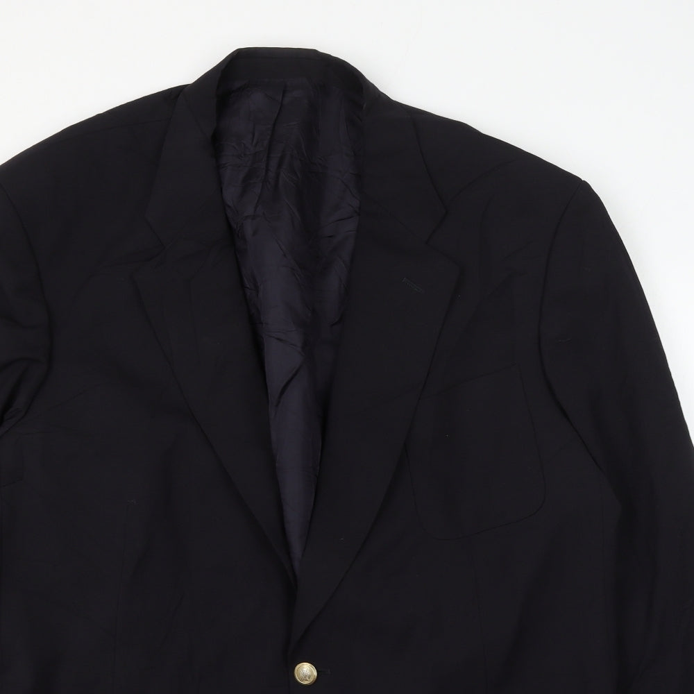 Preworn Mens Black Polyester Jacket Suit Jacket Size 46