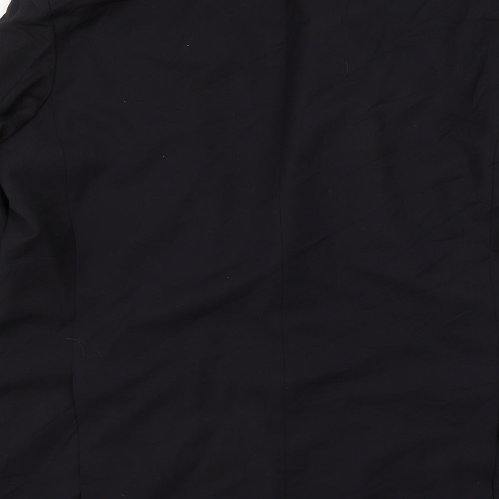 Preworn Mens Black Polyester Jacket Suit Jacket Size 46