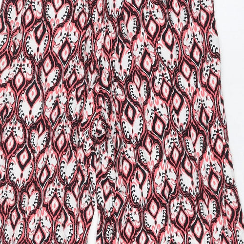 Marks and Spencer Womens Pink Geometric Viscose Cropped Trousers Size 8 L22 in Regular