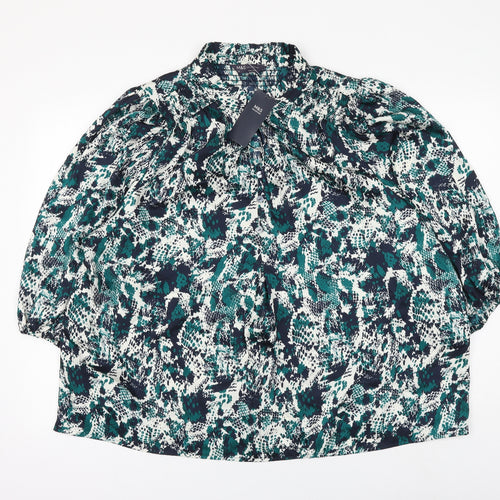 Marks and Spencer Womens Multicoloured Animal Print Polyester Basic Blouse Size 22 Round Neck