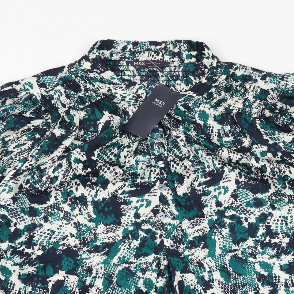 Marks and Spencer Womens Multicoloured Animal Print Polyester Basic Blouse Size 22 Round Neck
