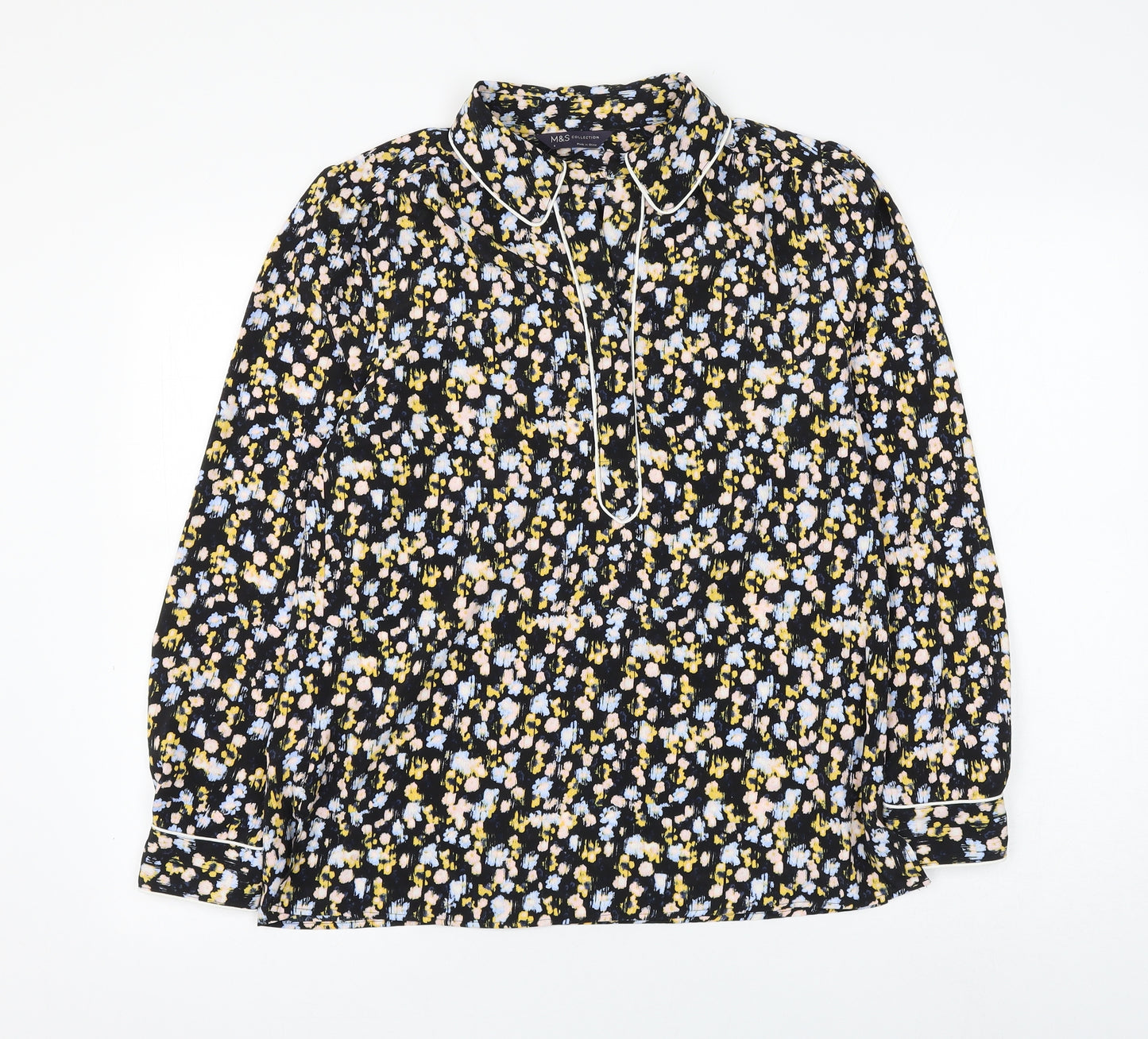 Marks and Spencer Womens Multicoloured Geometric Polyester Basic Blouse Size 8 Collared