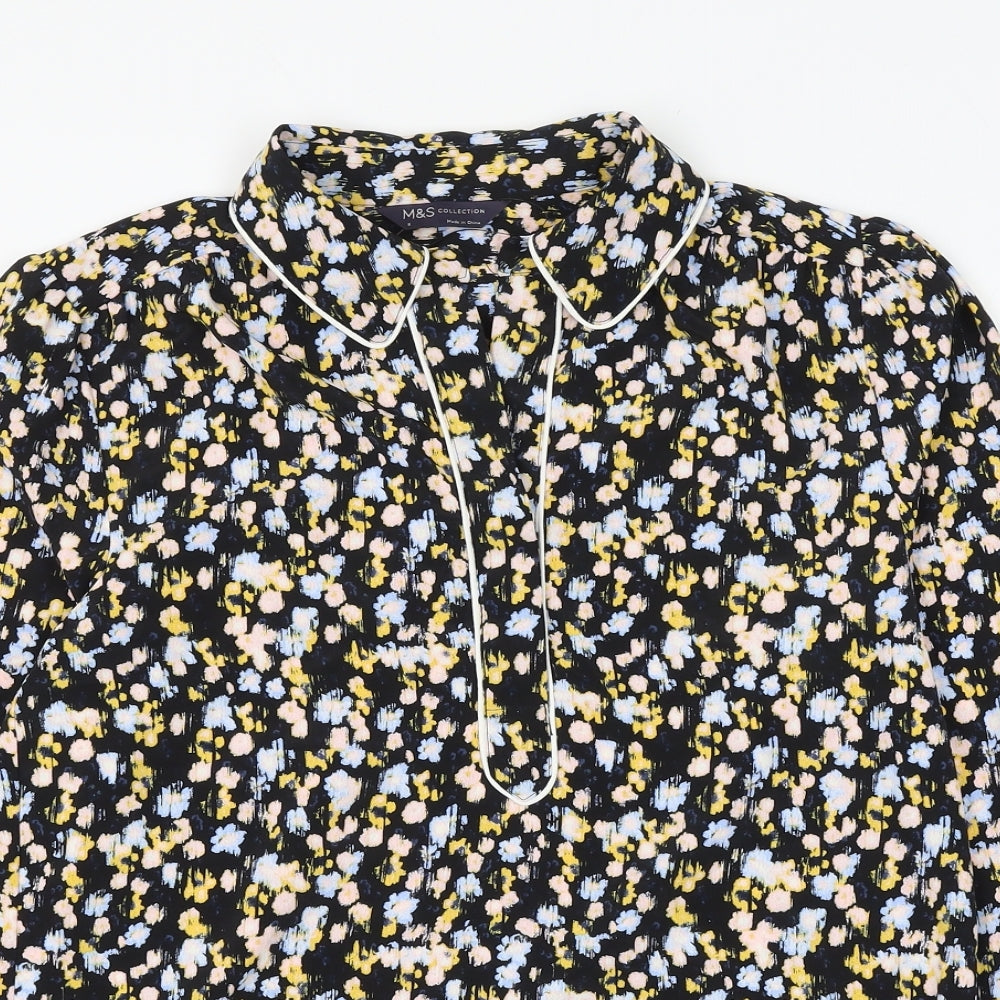 Marks and Spencer Womens Multicoloured Geometric Polyester Basic Blouse Size 8 Collared