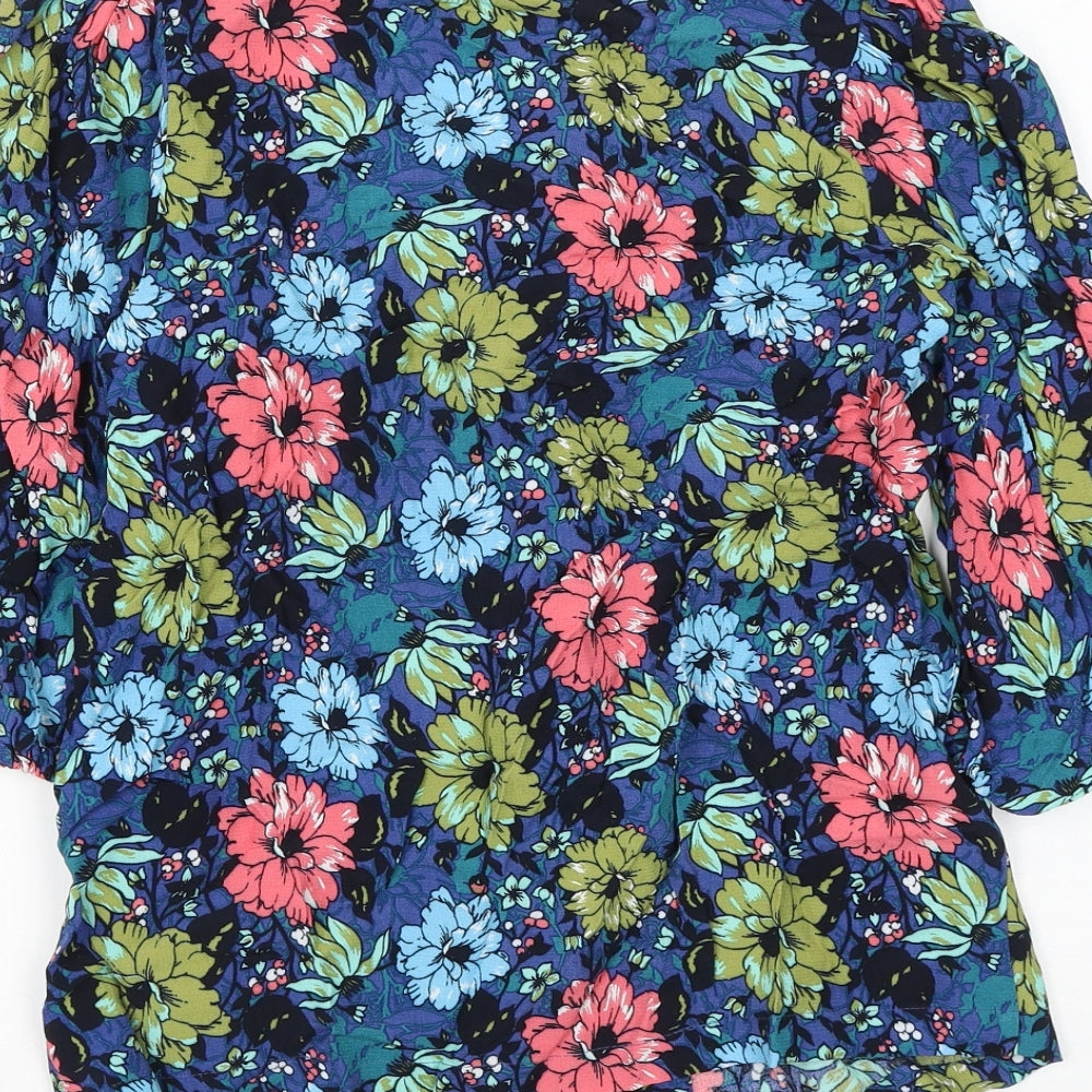 Marks and Spencer Womens Multicoloured Floral Viscose Basic Blouse Size 8 V-Neck