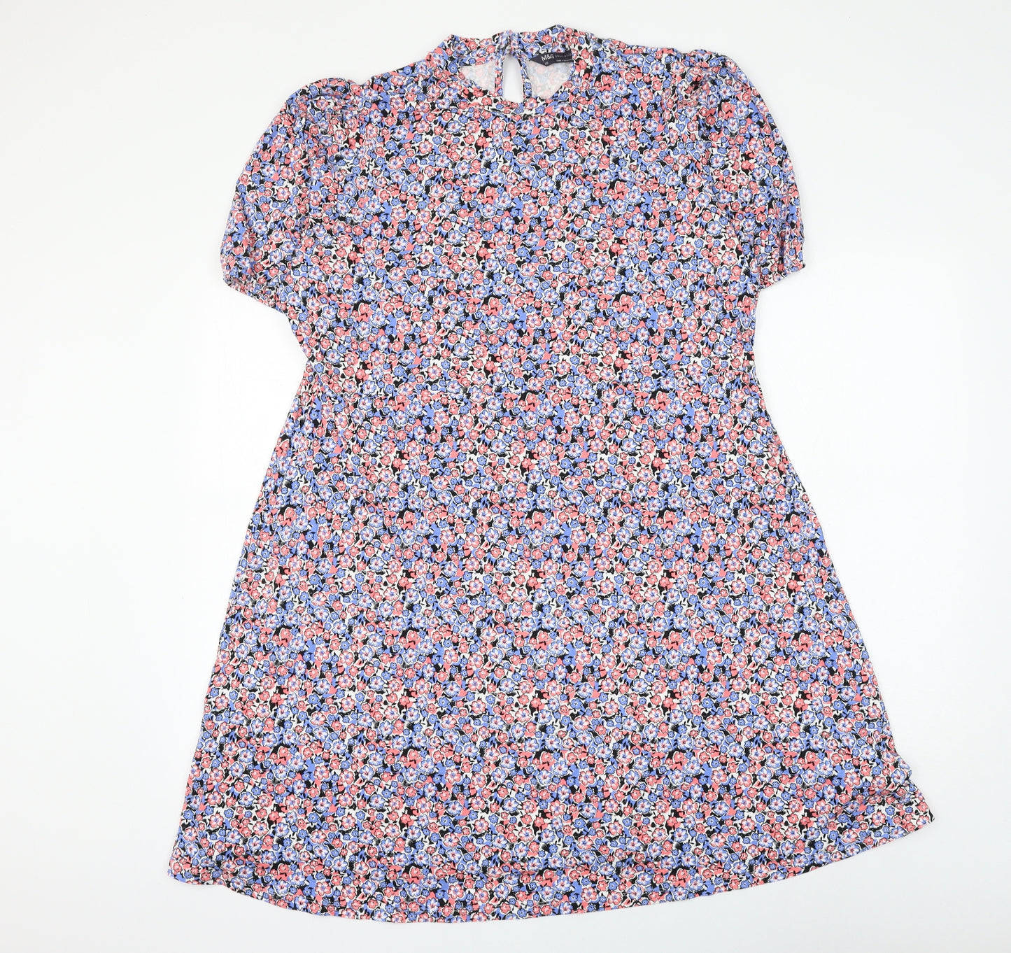 Marks and Spencer Womens Multicoloured Floral Viscose Shift Size 20 Round Neck Button