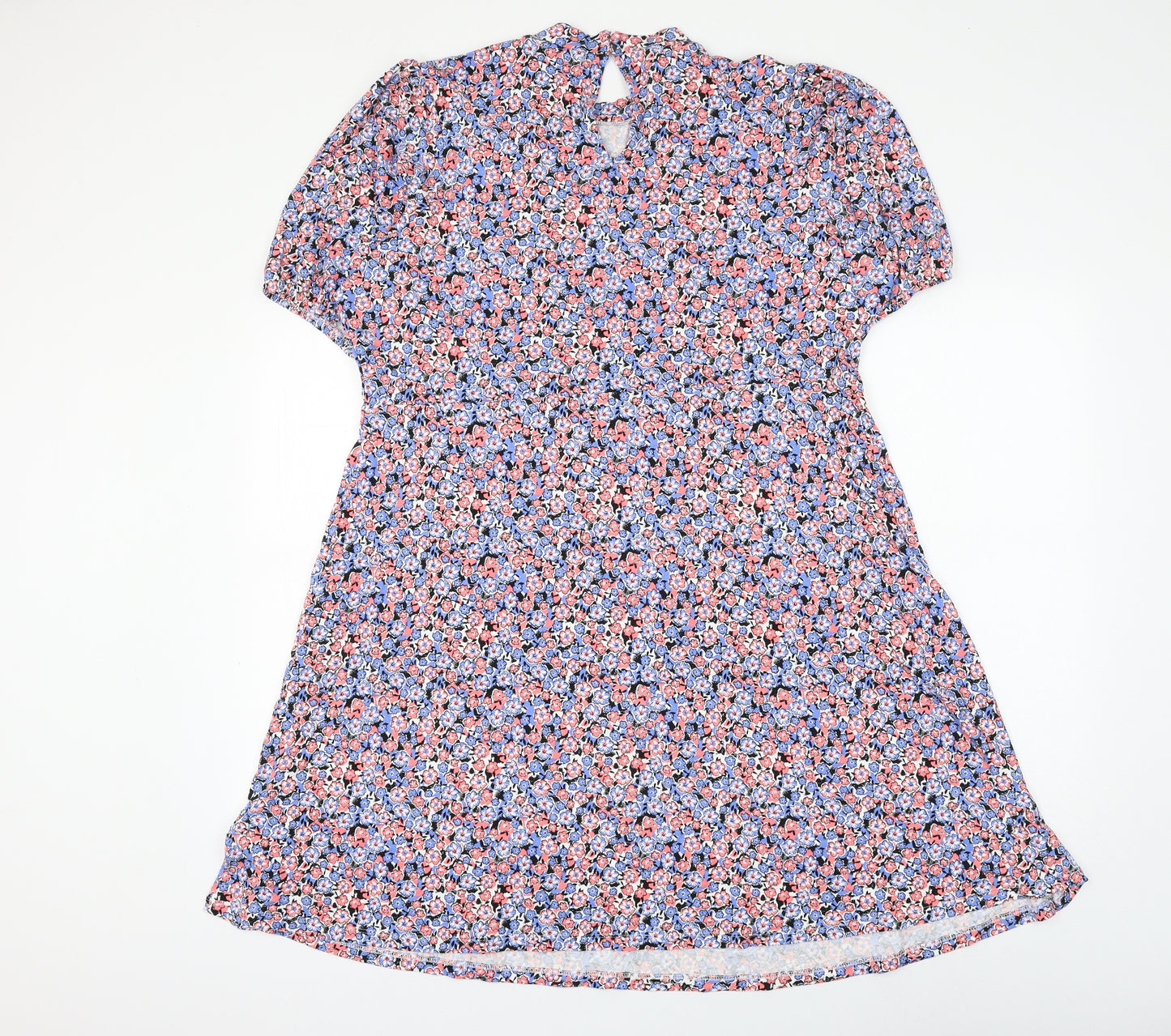 Marks and Spencer Womens Multicoloured Floral Viscose Shift Size 20 Round Neck Button