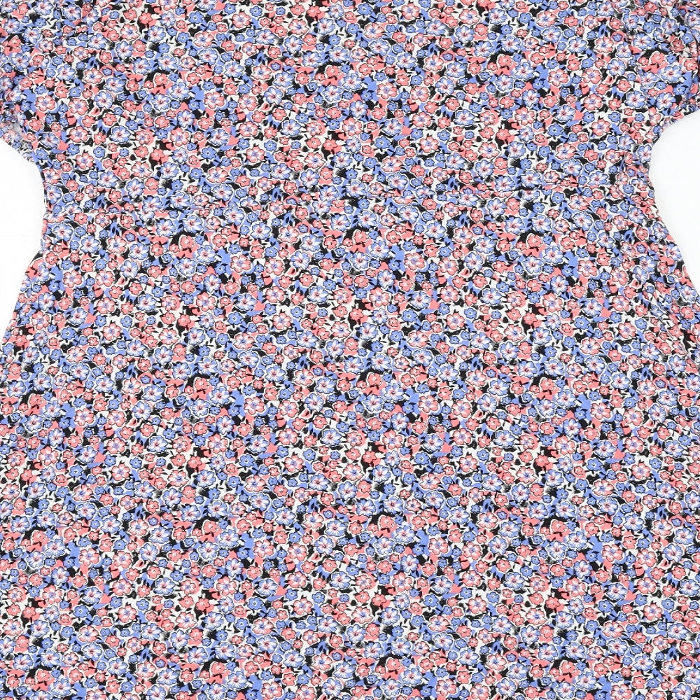 Marks and Spencer Womens Multicoloured Floral Viscose Shift Size 20 Round Neck Button