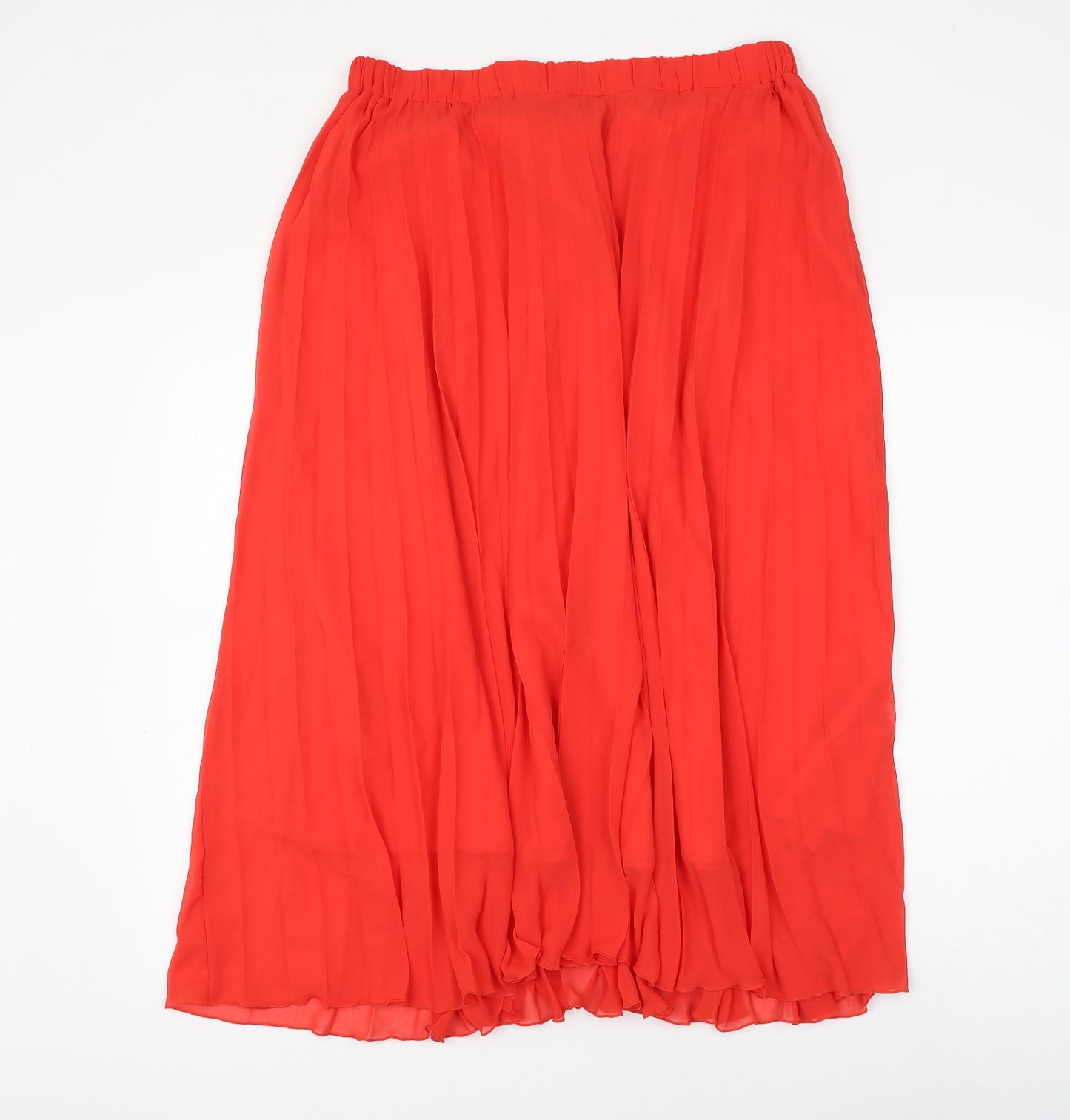 Marks and Spencer Womens Red Polyester Pleated Skirt Size 16