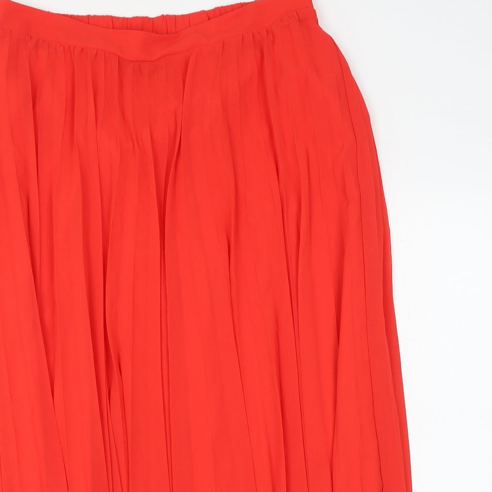 Marks and Spencer Womens Red Polyester Pleated Skirt Size 16