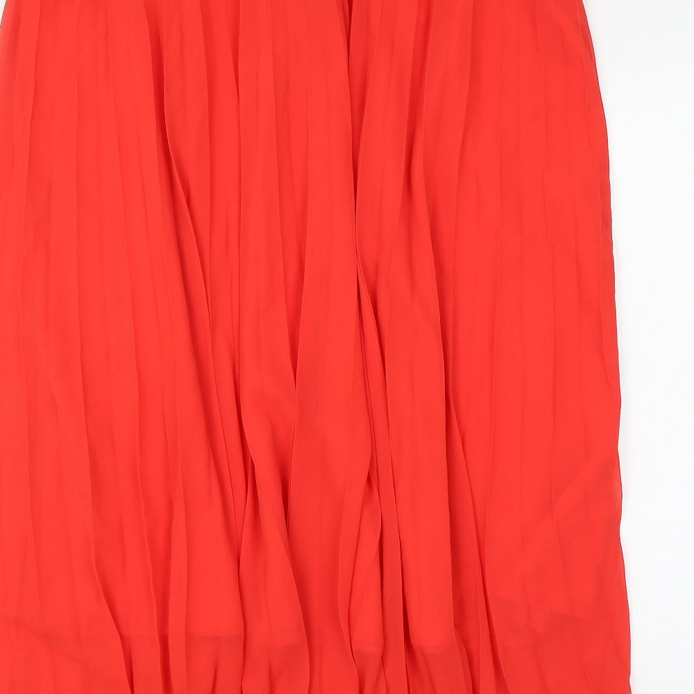 Marks and Spencer Womens Red Polyester Pleated Skirt Size 16