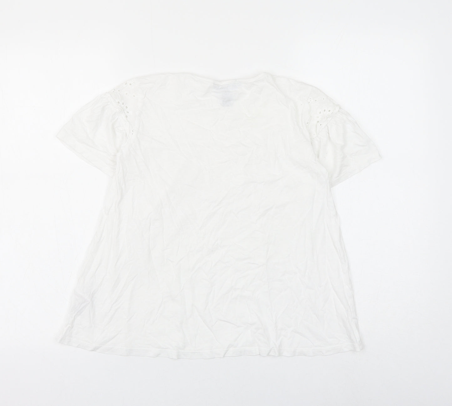 New Look Womens White Cotton Basic Blouse Size 6 Round Neck