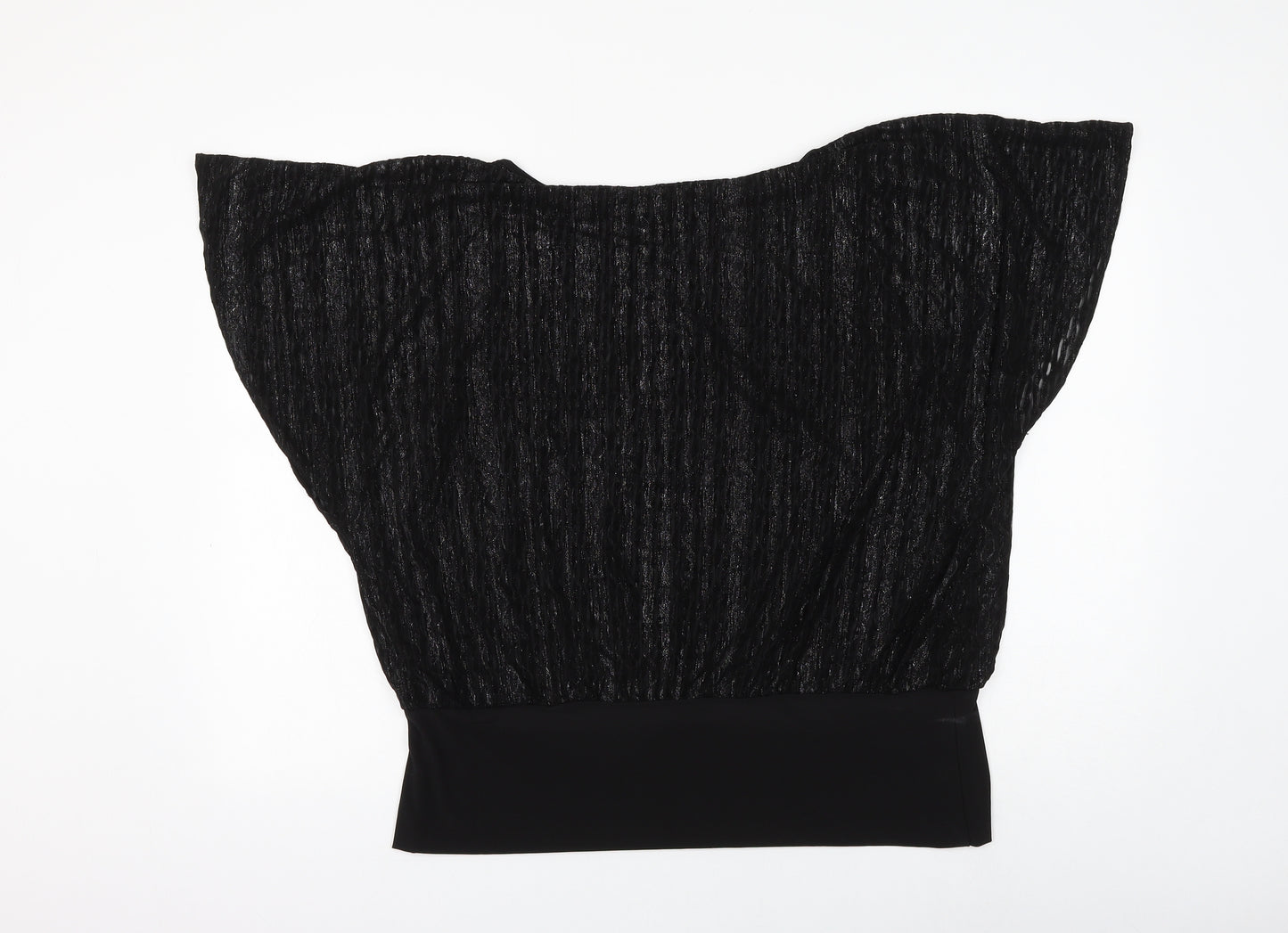 Roman Womens Black Acetate Basic Blouse Size 18 Round Neck