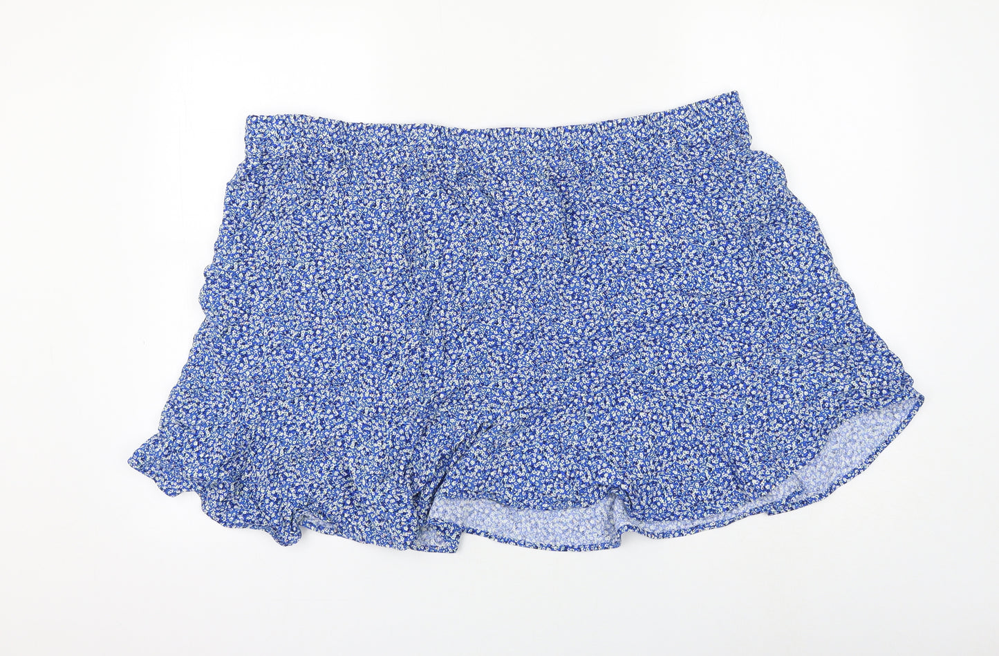 Marks and Spencer Womens Blue Floral Viscose Flare Skirt Size 24