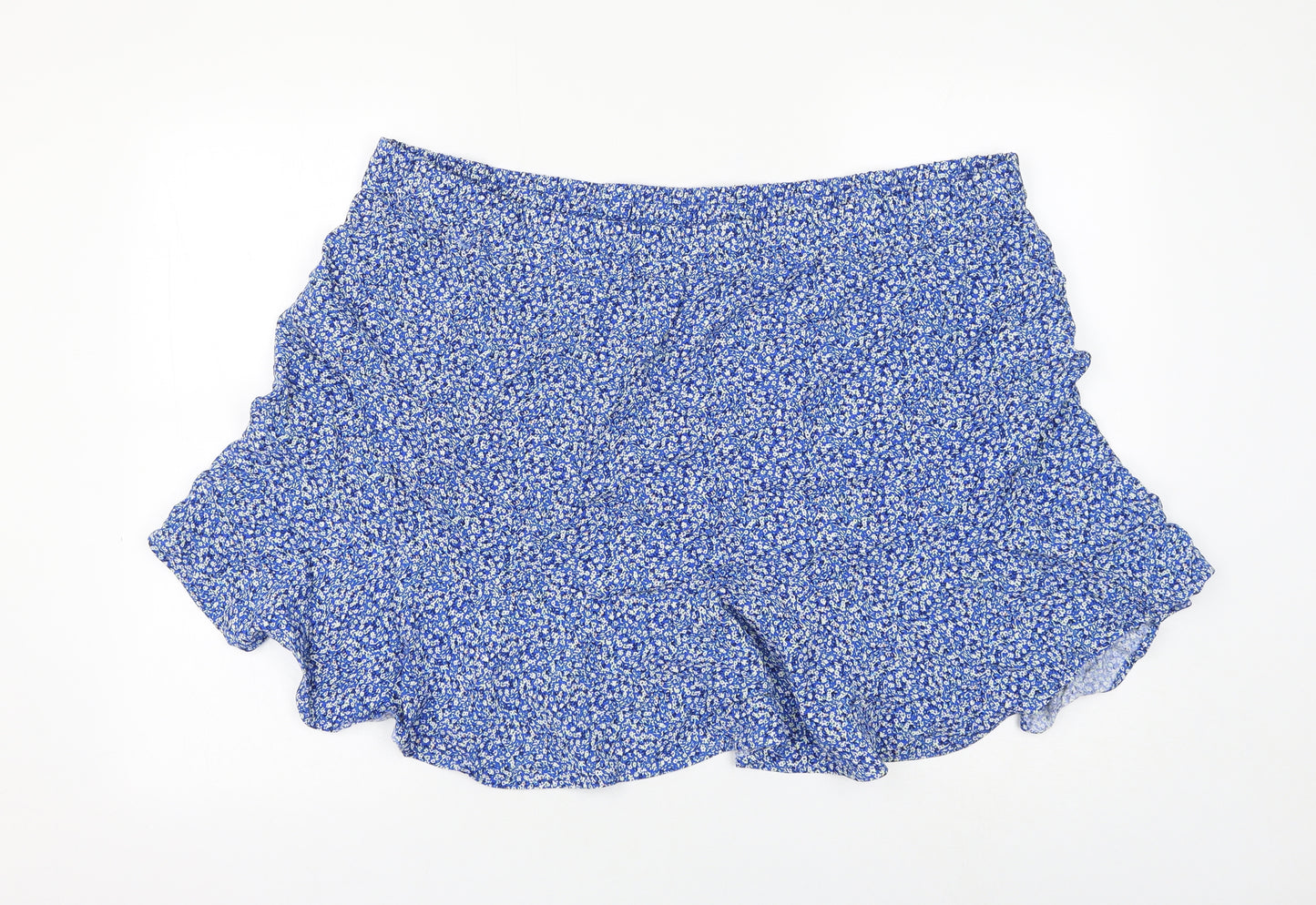 Marks and Spencer Womens Blue Floral Viscose Flare Skirt Size 24
