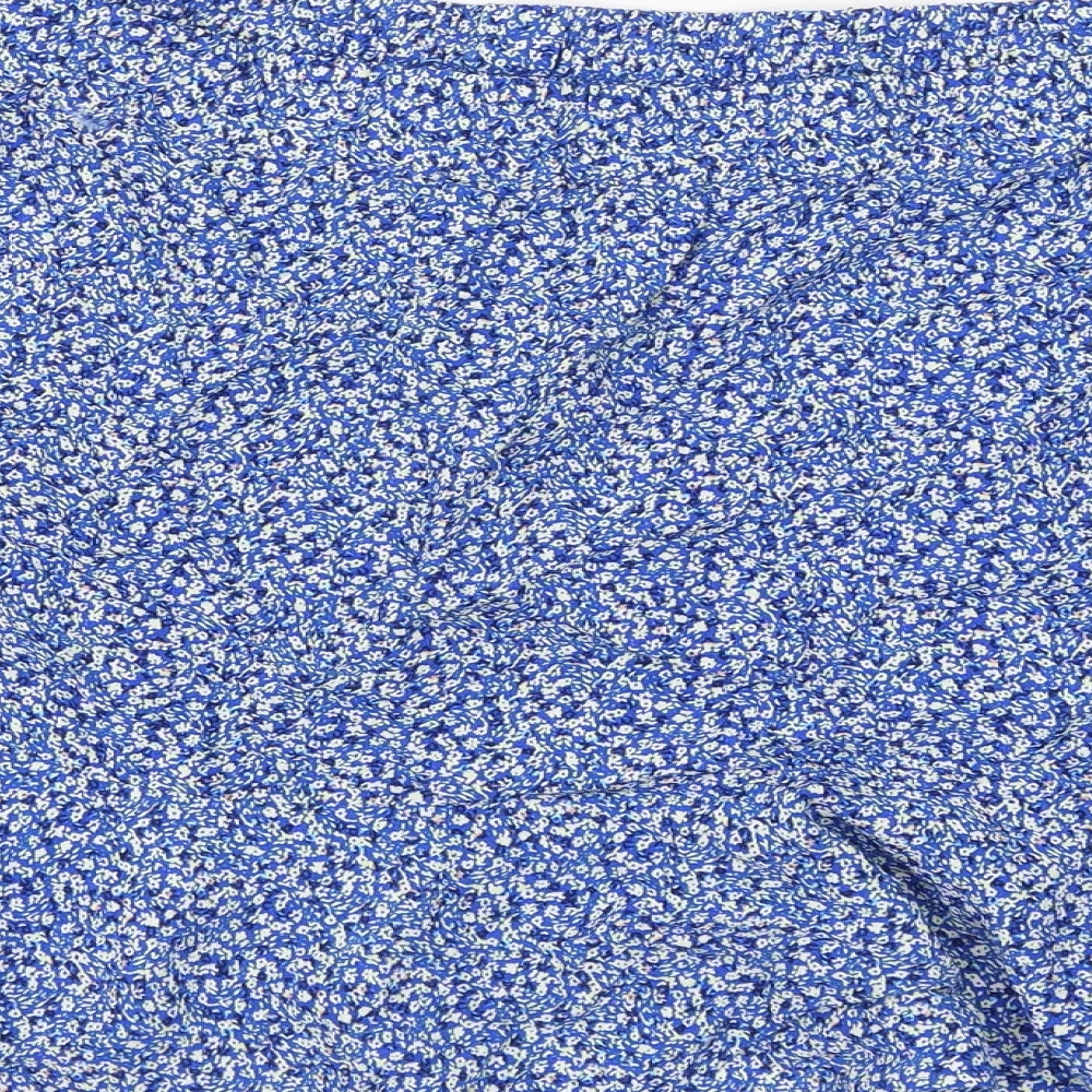 Marks and Spencer Womens Blue Floral Viscose Flare Skirt Size 24