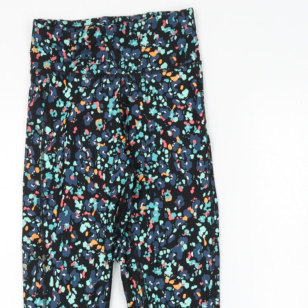 Marks and Spencer Womens Multicoloured Geometric Polyester Compression Shorts Size 8 L19 in Regular