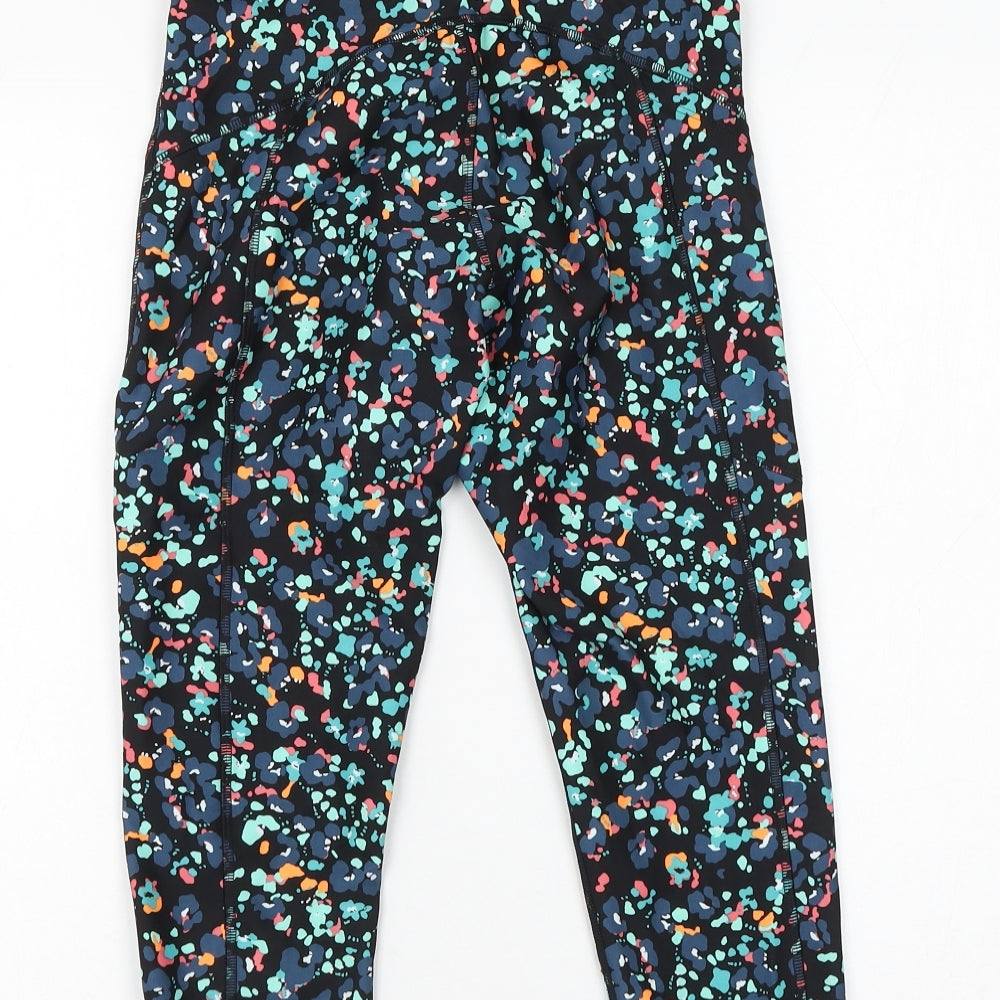 Marks and Spencer Womens Multicoloured Geometric Polyester Compression Shorts Size 8 L19 in Regular