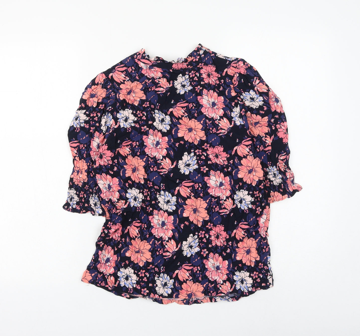 Marks and Spencer Womens Multicoloured Floral Viscose Basic Blouse Size 8 Round Neck