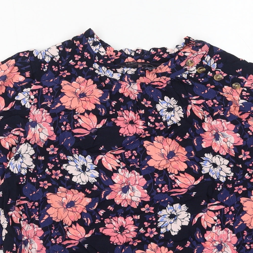 Marks and Spencer Womens Multicoloured Floral Viscose Basic Blouse Size 8 Round Neck