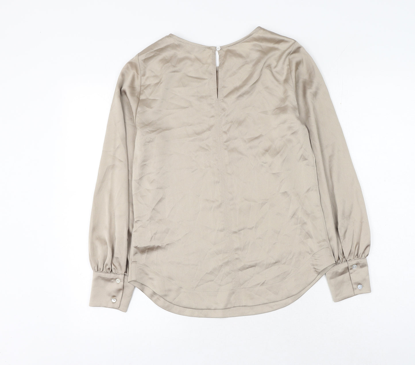 Marks and Spencer Womens Gold Polyester Basic Blouse Size 6 Round Neck