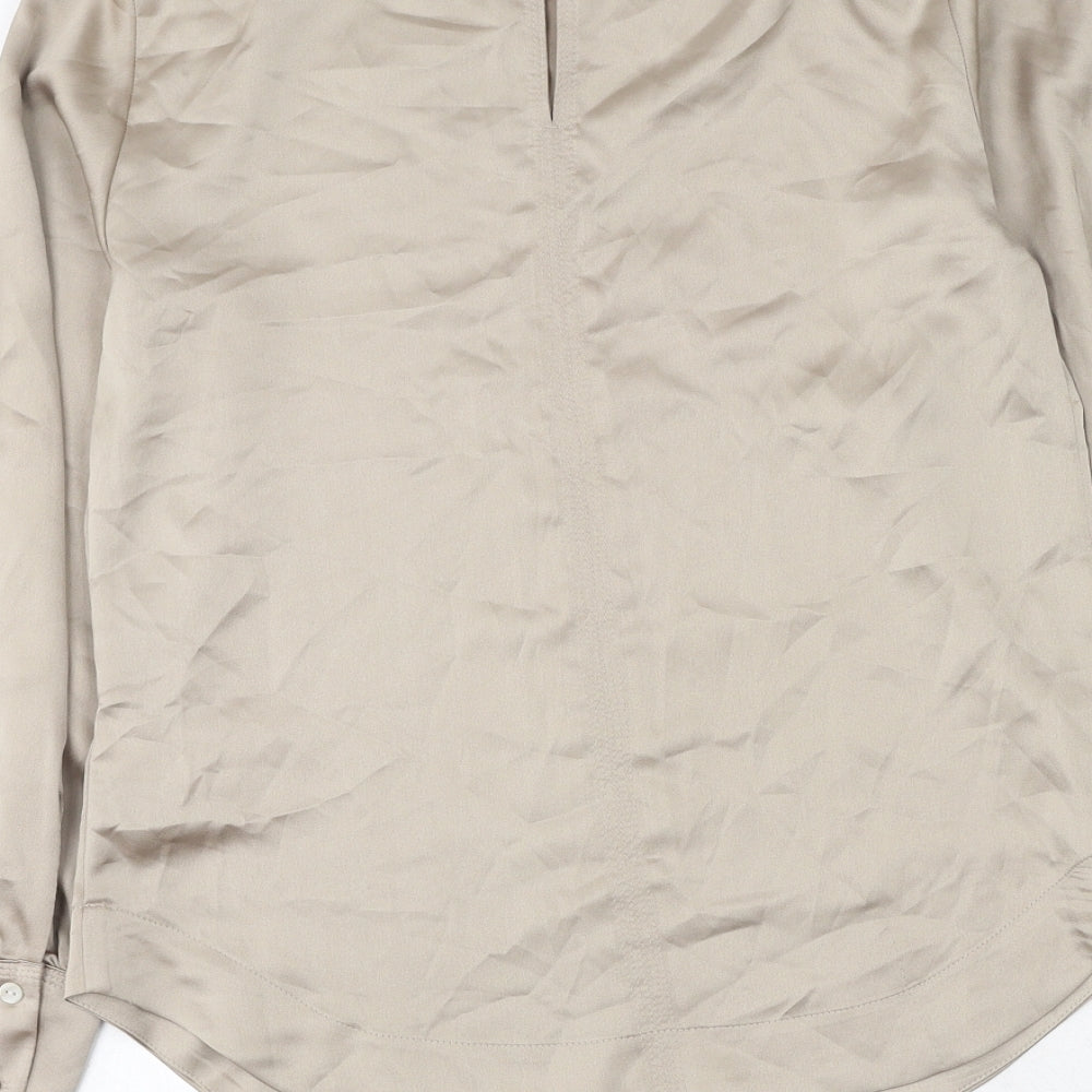 Marks and Spencer Womens Gold Polyester Basic Blouse Size 6 Round Neck