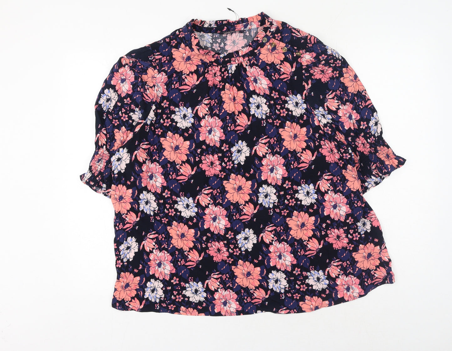 Marks and Spencer Womens Multicoloured Floral Viscose Basic Blouse Size 20 Round Neck