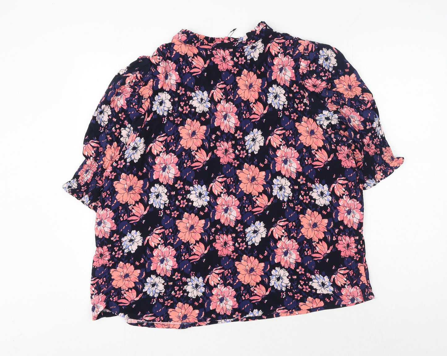 Marks and Spencer Womens Multicoloured Floral Viscose Basic Blouse Size 20 Round Neck