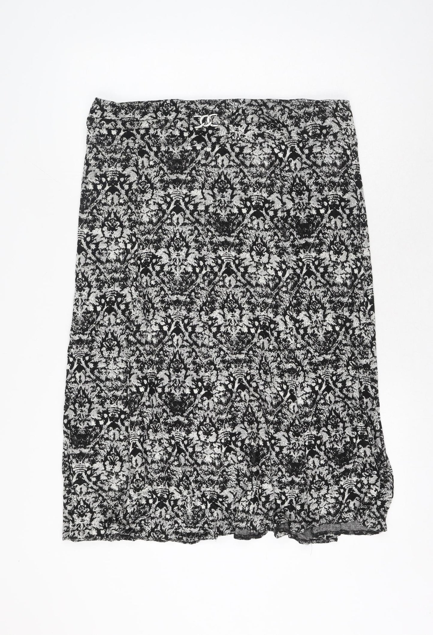 Steilmann Womens Black Geometric Polyester A-Line Skirt Size 18