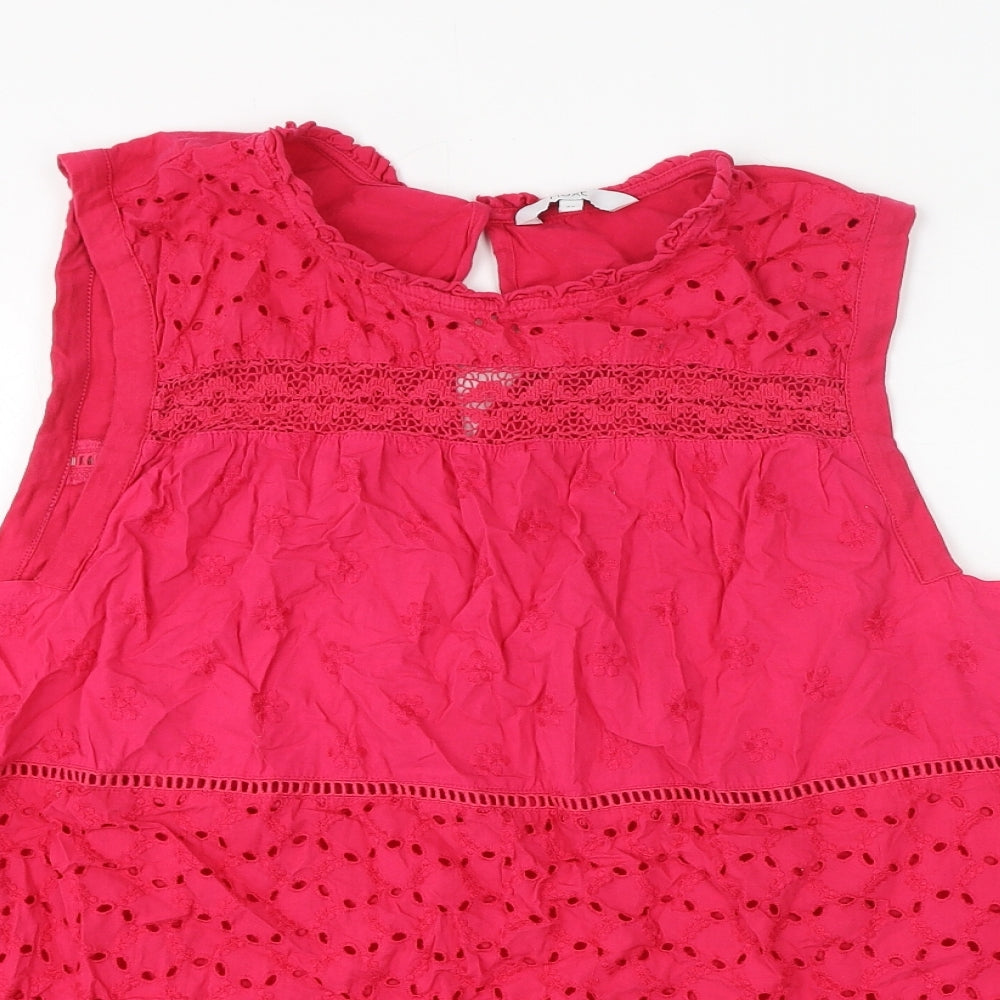 NEXT Womens Pink Cotton Basic Blouse Size 22 Round Neck