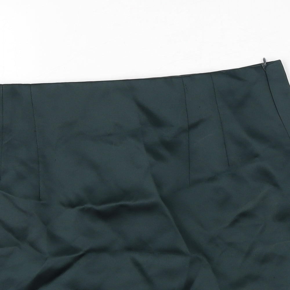 Zara Womens Green Polyester Mini Skirt Size M Zip