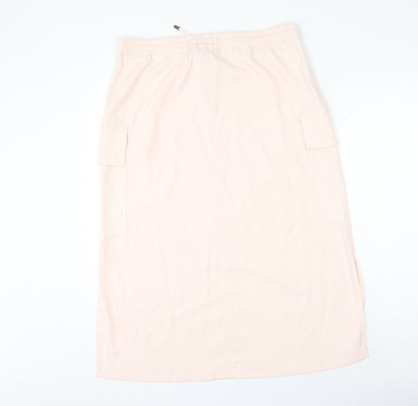 Marks and Spencer Womens Pink Polyester A-Line Skirt Size 16 Drawstring