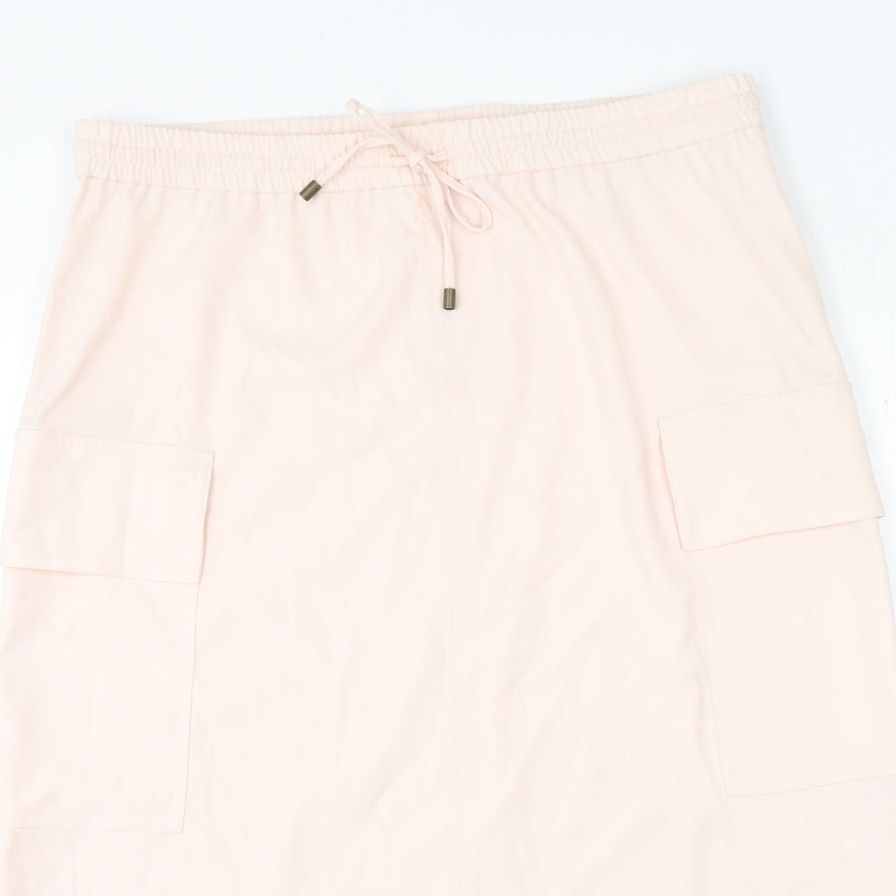 Marks and Spencer Womens Pink Polyester A-Line Skirt Size 16 Drawstring