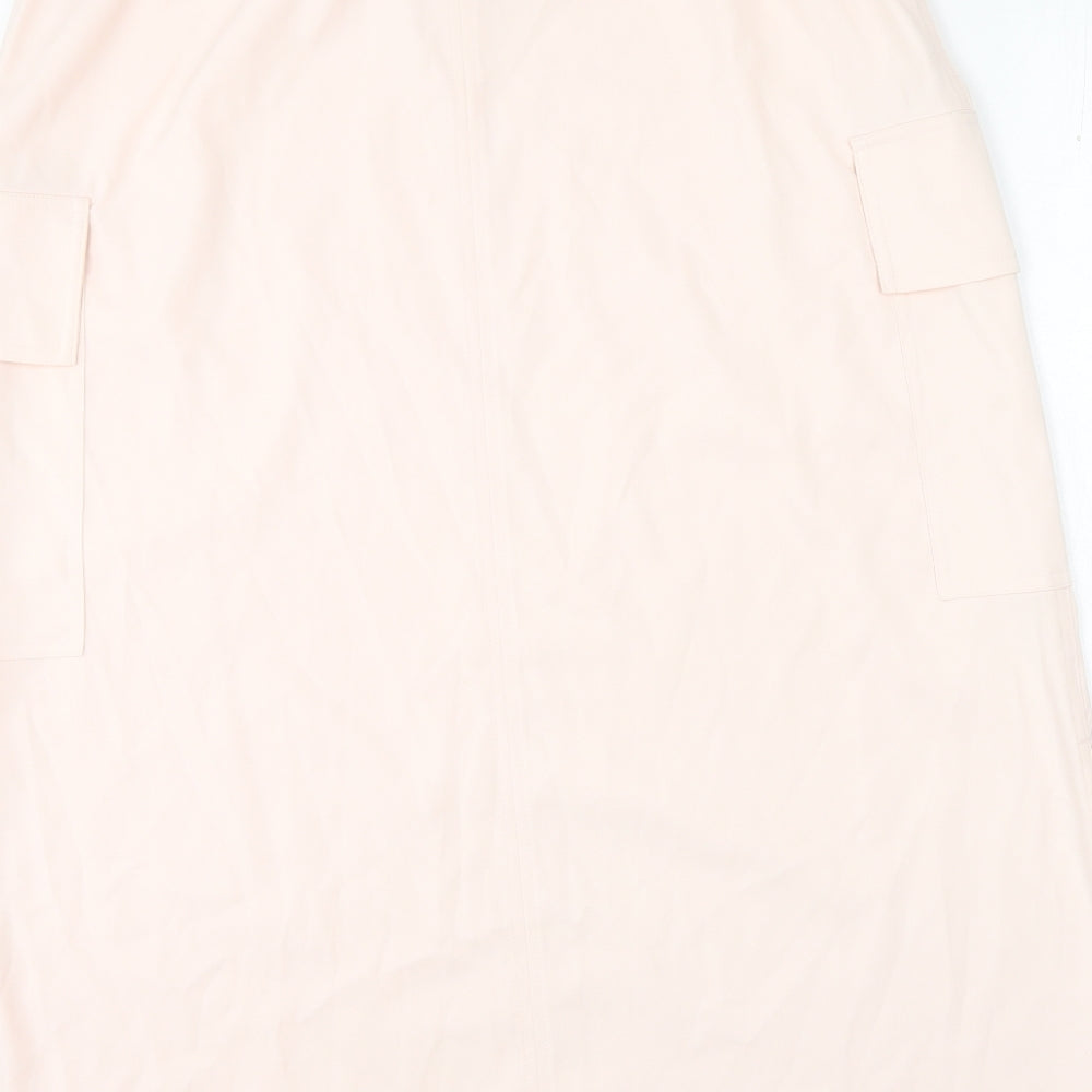 Marks and Spencer Womens Pink Polyester A-Line Skirt Size 16 Drawstring