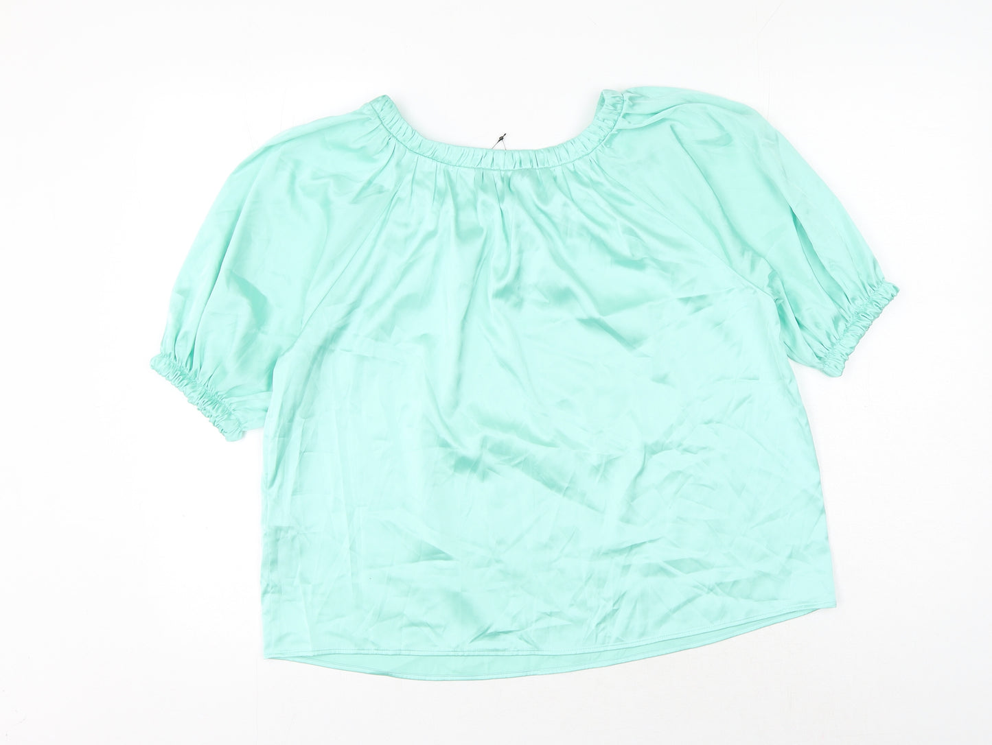 Marks and Spencer Womens Green Polyester Basic Blouse Size 6 Round Neck