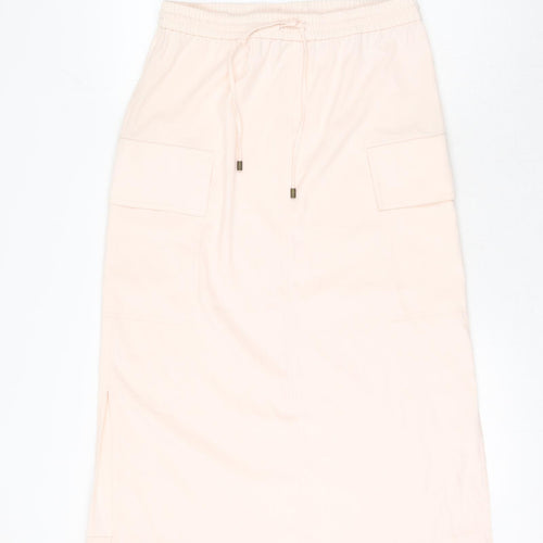 Marks and Spencer Womens Pink Polyester A-Line Skirt Size 10 Drawstring