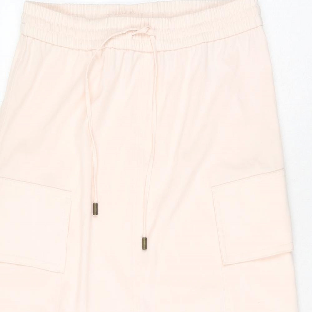 Marks and Spencer Womens Pink Polyester A-Line Skirt Size 10 Drawstring