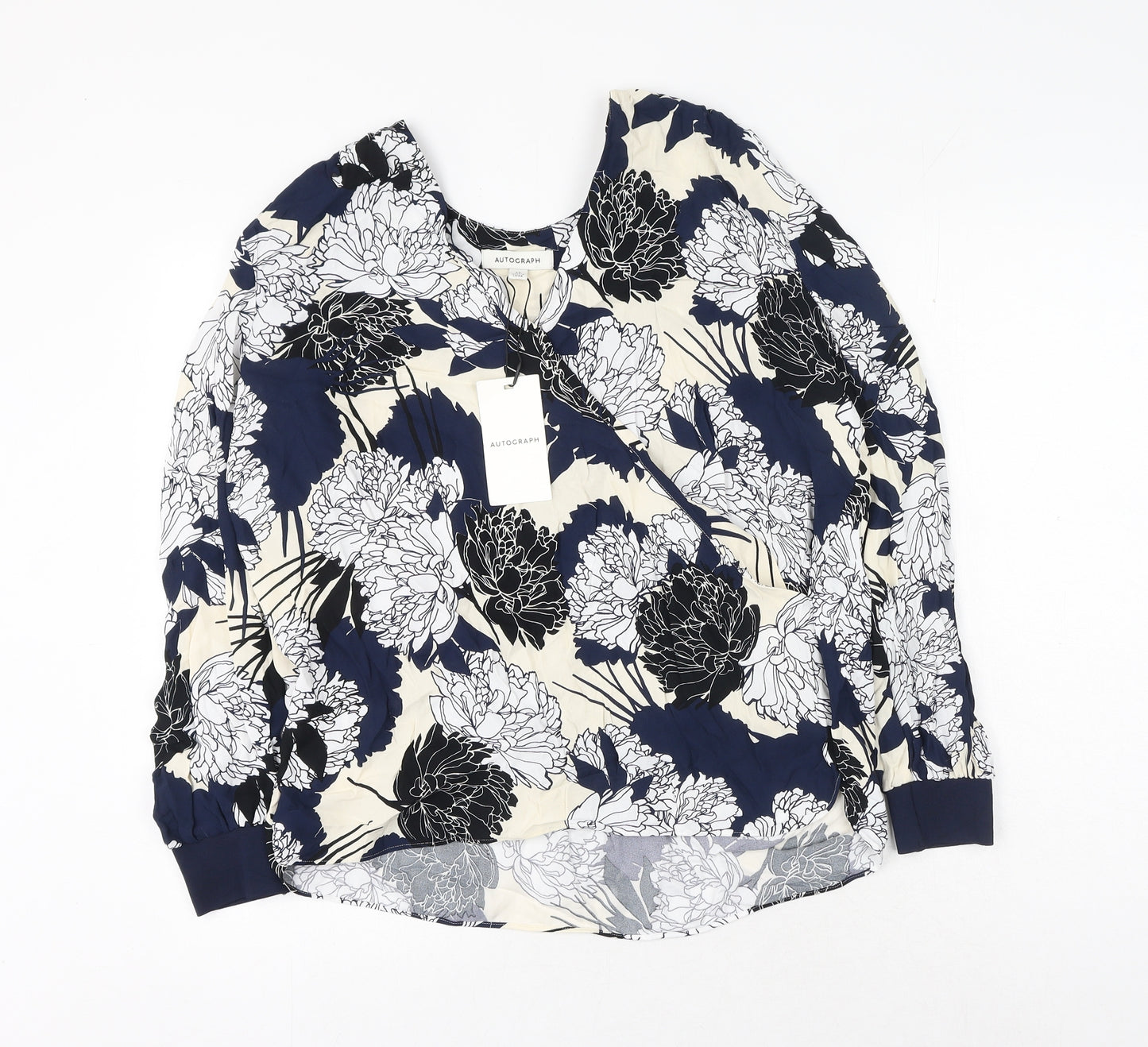 Autograph Womens Multicoloured Floral Viscose Basic Blouse Size 14 V-Neck