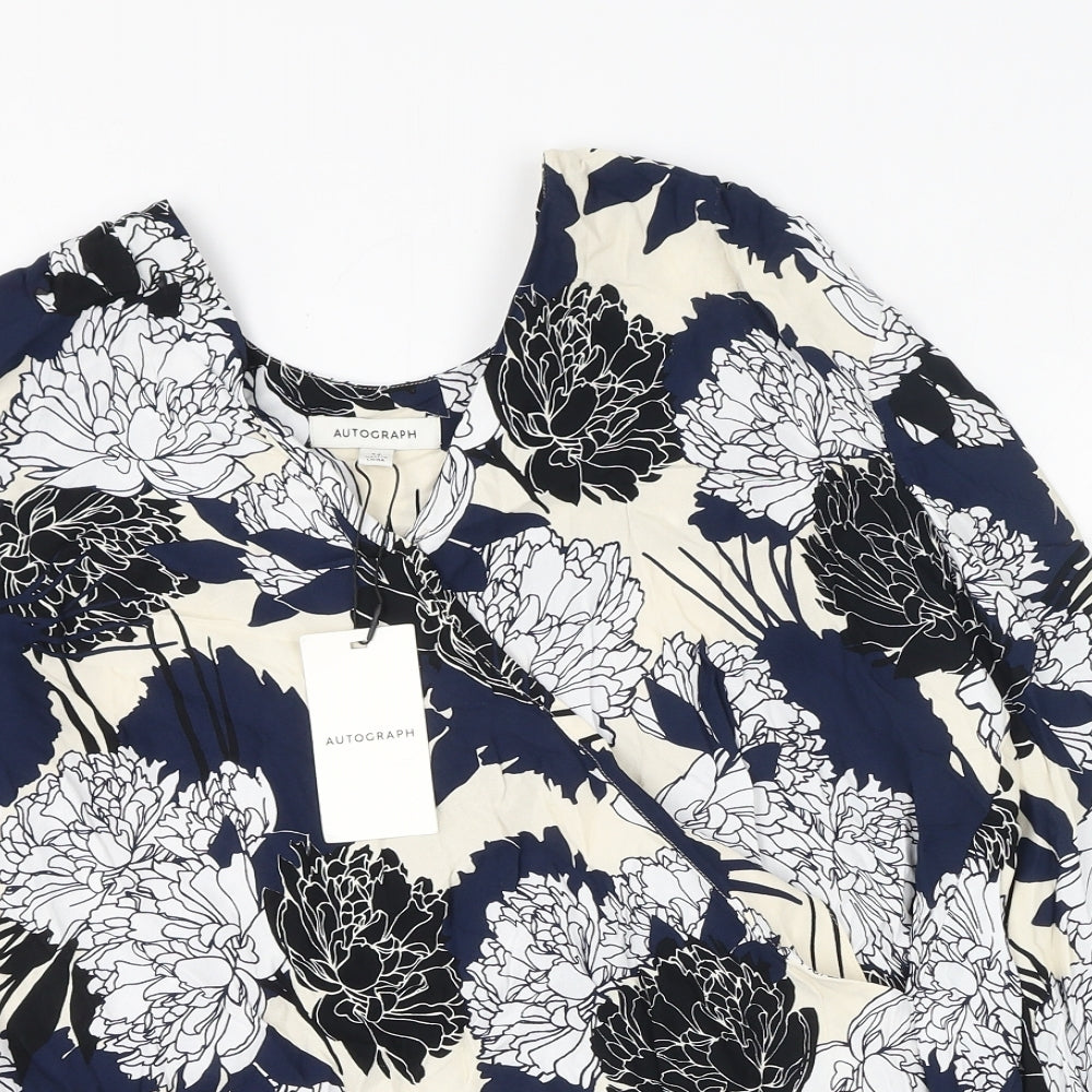 Autograph Womens Multicoloured Floral Viscose Basic Blouse Size 14 V-Neck
