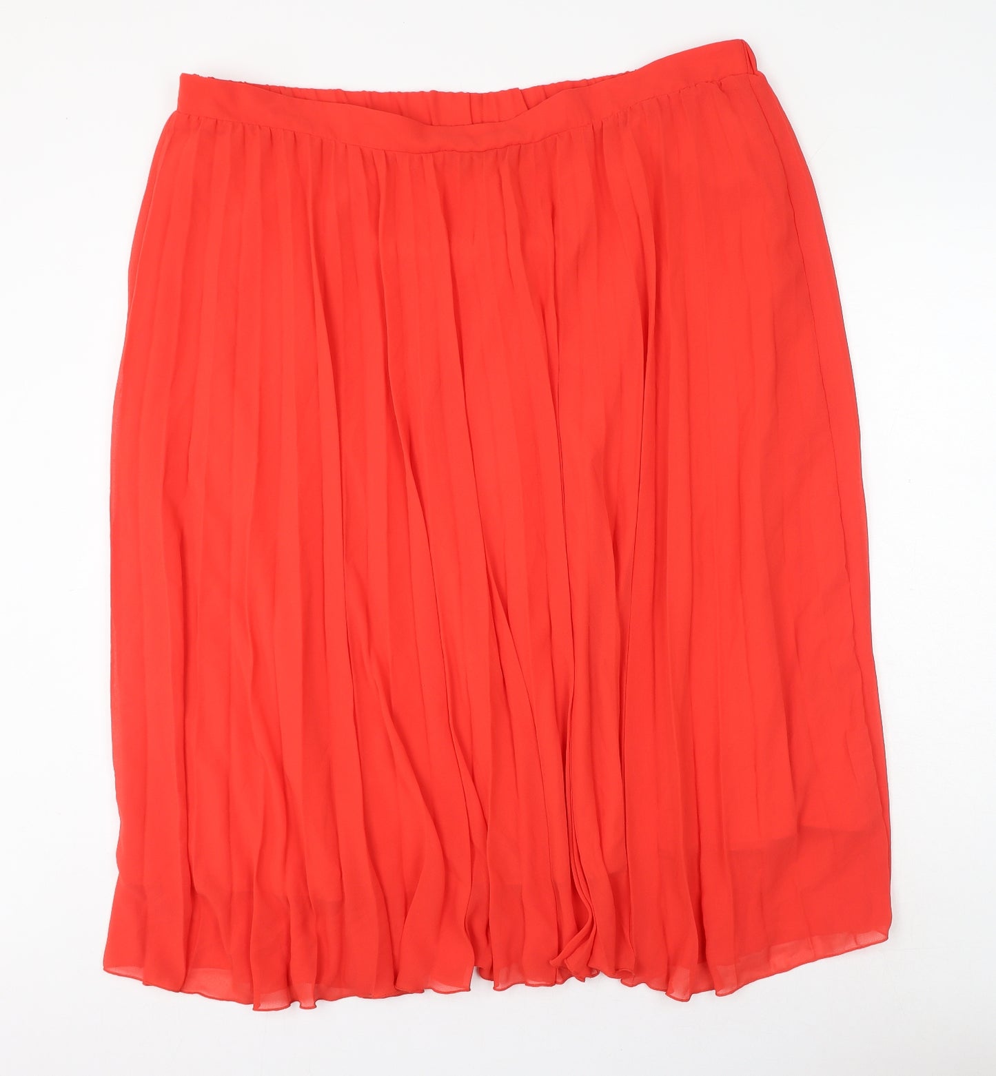 Marks and Spencer Womens Red Polyester Pleated Skirt Size 24