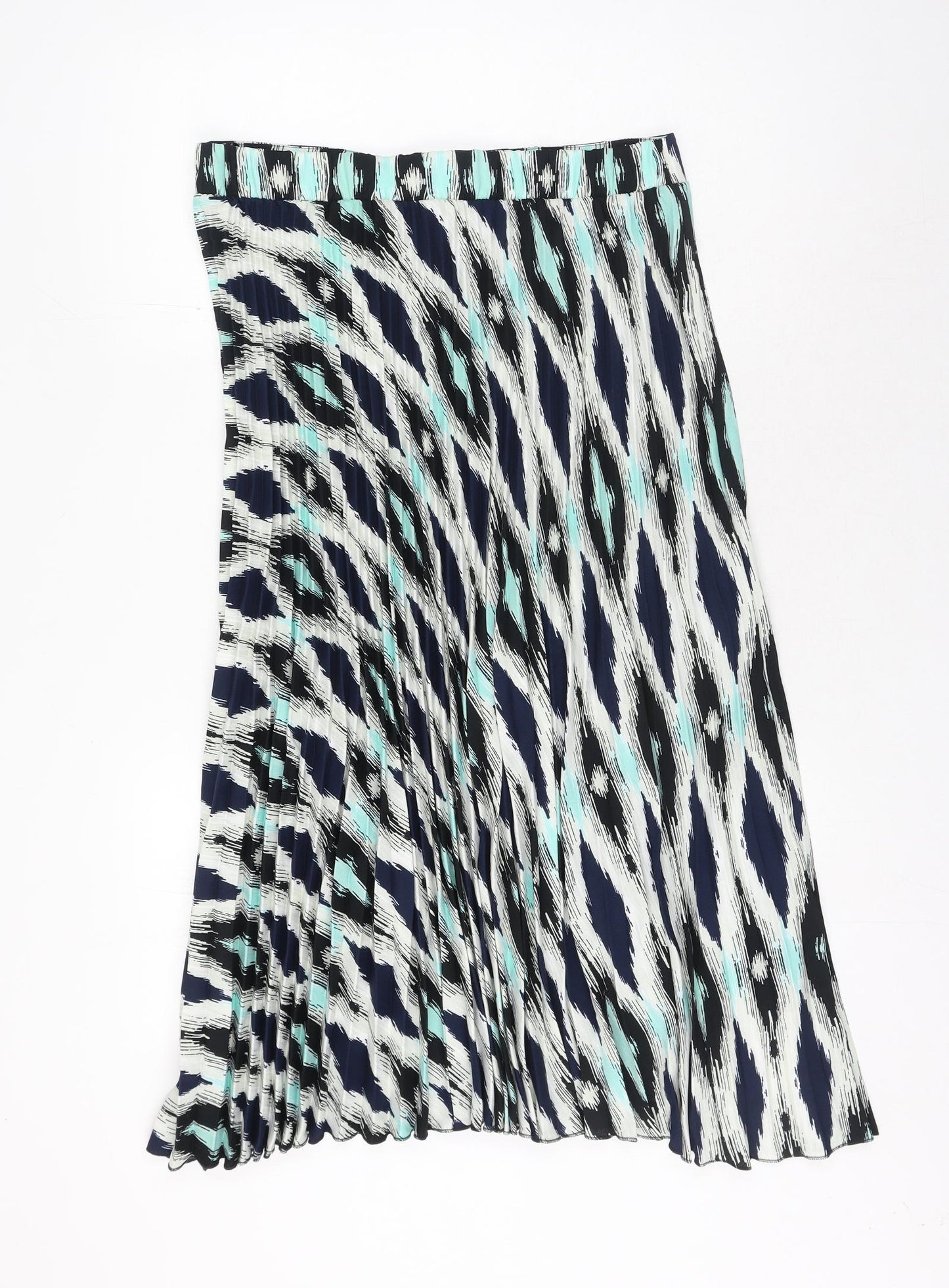 Marks and Spencer Womens Multicoloured Geometric Polyester Pleated Skirt Size 14