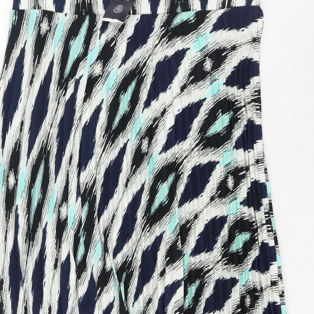 Marks and Spencer Womens Multicoloured Geometric Polyester Pleated Skirt Size 14