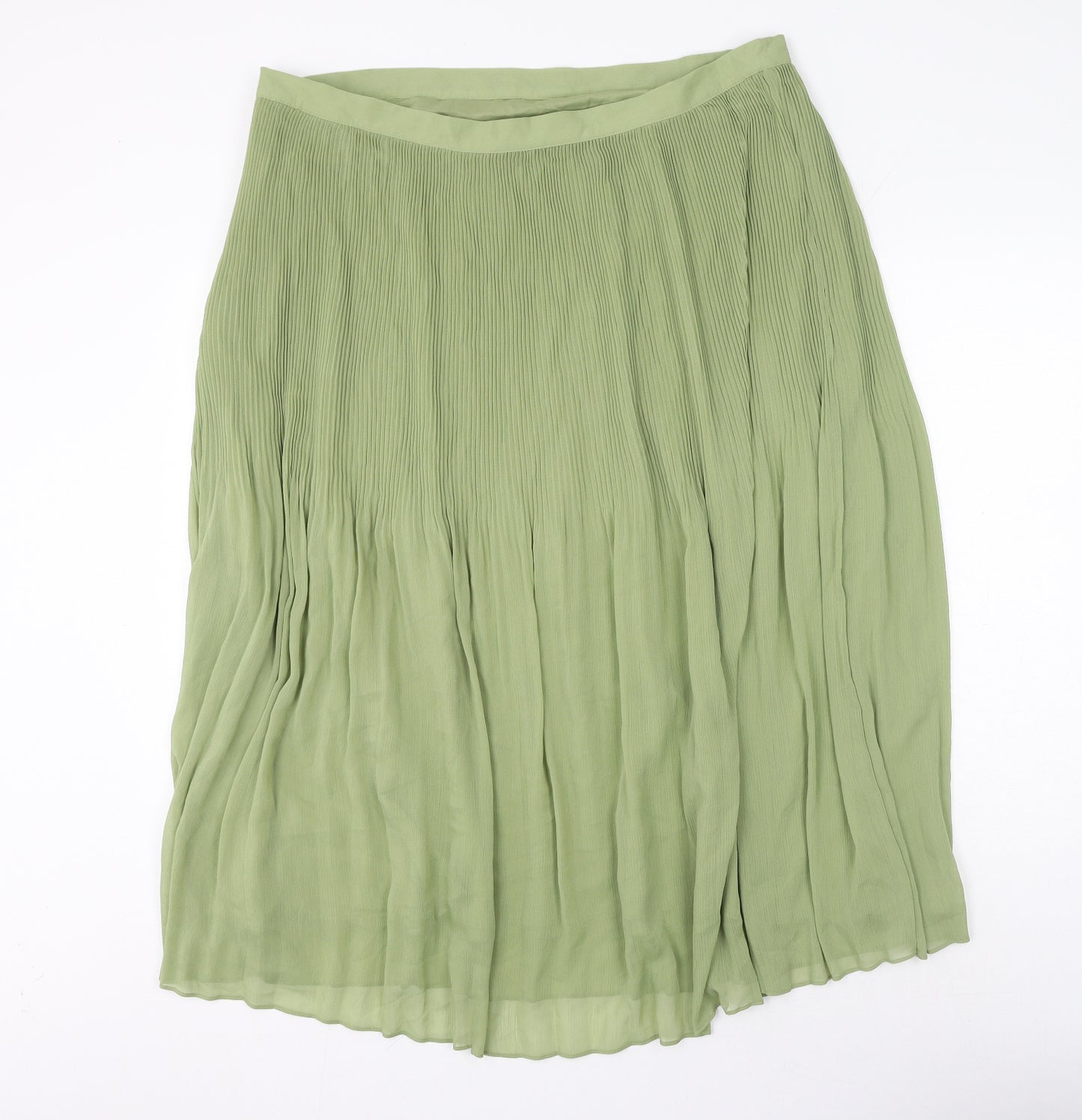 Marks and Spencer Womens Green Polyester Pleated Skirt Size 20 Zip