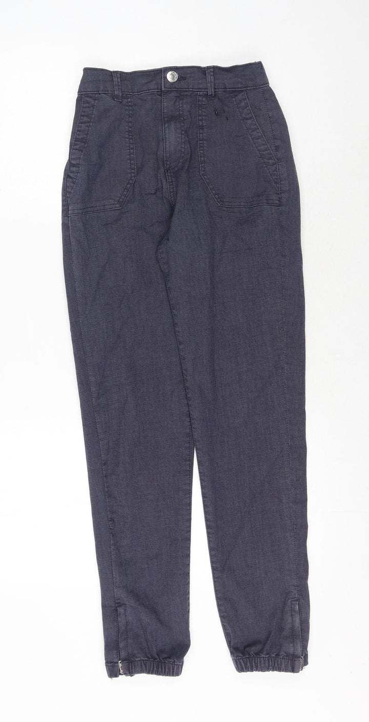 Marks and Spencer Womens Blue Cotton Tapered Jeans Size 6 L28 in Regular Zip