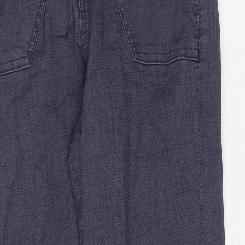 Marks and Spencer Womens Blue Cotton Tapered Jeans Size 6 L28 in Regular Zip